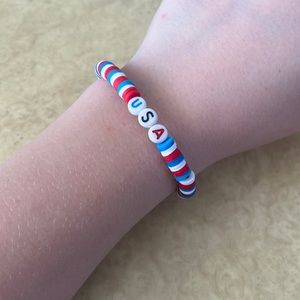 Red white and blue USA bracelet and red white and blue letters handmaid